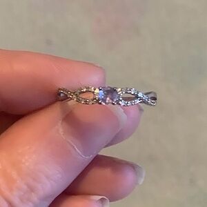 Zales Amethyst & Tanzanite Diamond/925 Sterling Silver Promise Engagement Ring
